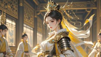 古风女将军水墨动漫插画