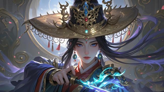 古风仙侠女战神持剑立威图