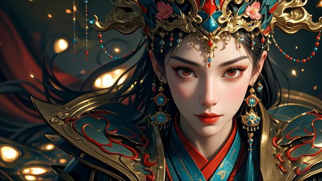 仙侠女神华丽头饰特写图