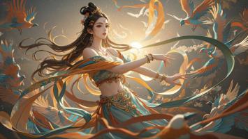 仙侠舞者工笔重彩插画