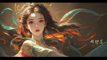 古风仕女汉服写真，丝带飞舞光影柔美