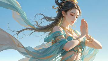 仙侠女神青纱飘舞祈愿图