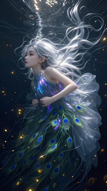 水下孔雀仙子梦幻写真