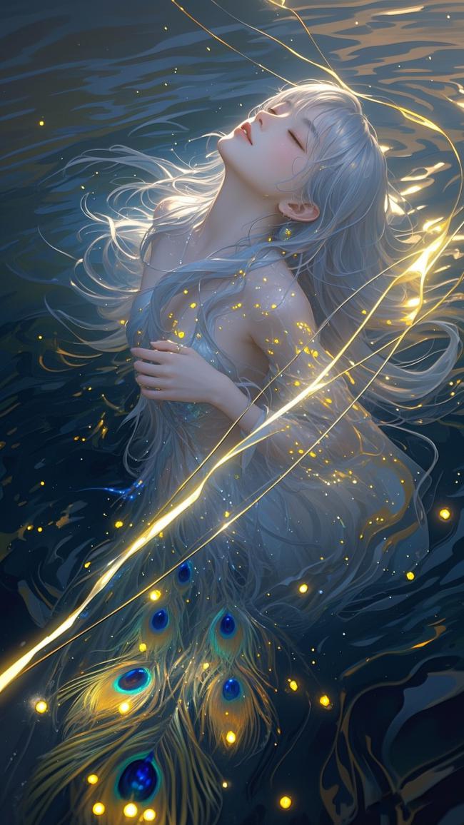 银发仙子沉溺水光梦境