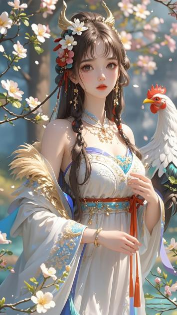 仙侠少女持鸡立樱林，新国潮风华绝代