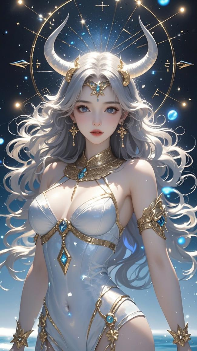 星穹神女银发战甲插画