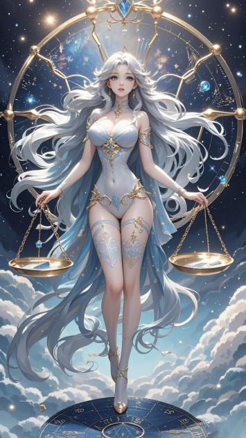 天秤座女神星穹立像插画