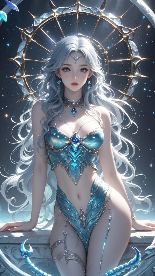 冰晶仙姬星穹坐姿插画