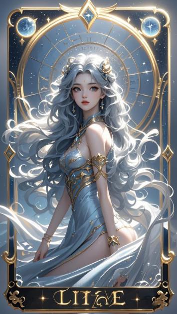 银发女神星轨卡牌插画