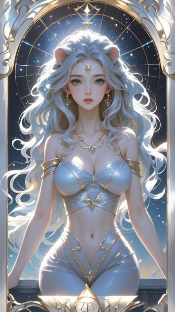 银发猫耳女神立于星穹拱门之下
