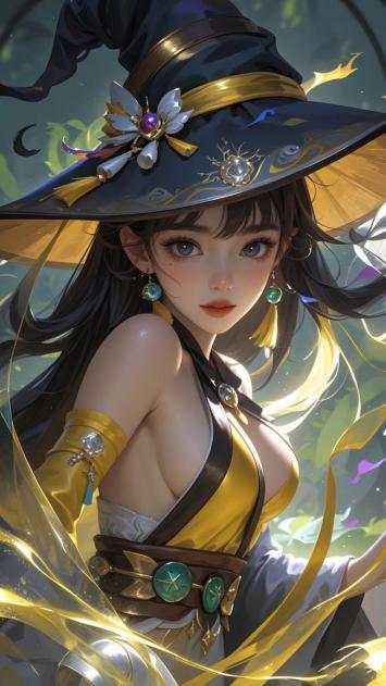 东方魔女3D插画，金光缭绕梦幻登场