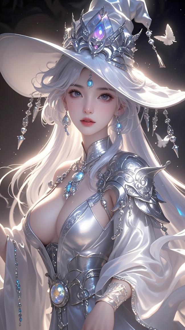 银发女巫幻影：高精度写实魔法角色设计