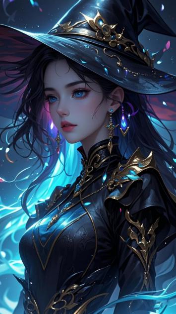 暗夜魔女：蓝焰巫师的奇幻写真