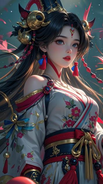 仙侠少女汉服插画，光影飘花唯美动人