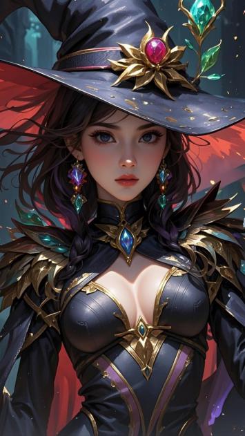 黑金巫师女角色写实插画