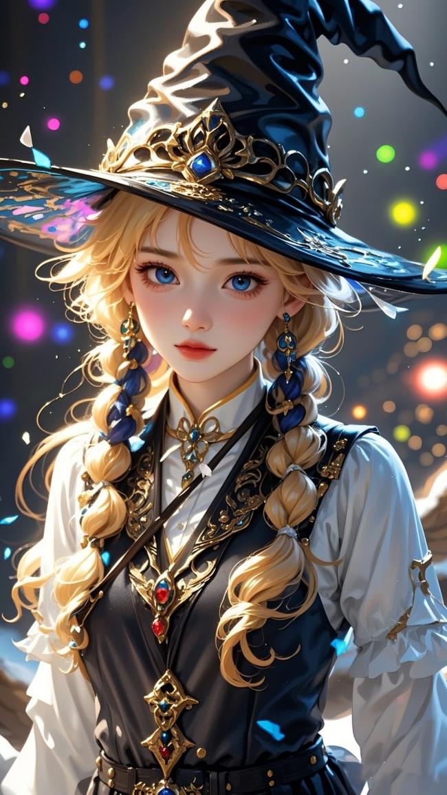 华丽女巫立绘：金发蓝眼魔法少女