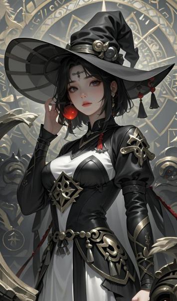 黑巫师少女写实插画，东方魔幻风