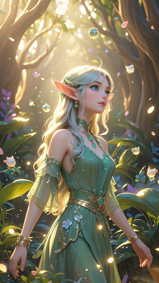 精灵少女森林幻境插画