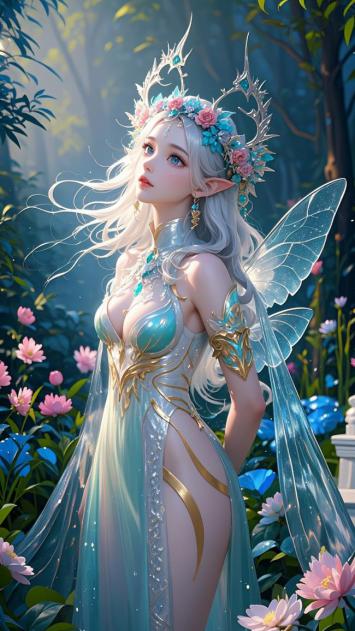 精灵少女森林幻境3D插画