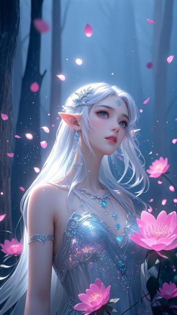 精灵少女林间幻境：樱花飘舞的魔法森林