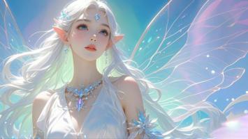 银发精灵少女梦幻插画