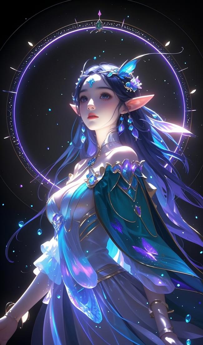 星空精灵少女幻想插画