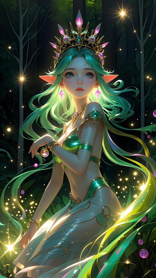 精灵少女森林幻境插画