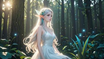 森林精灵少女油画肖像