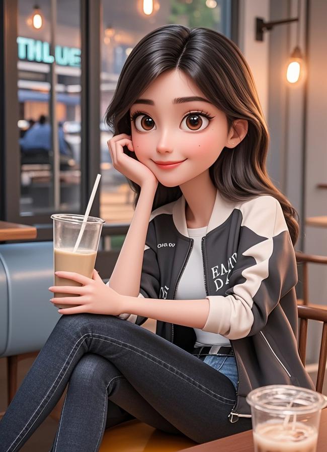 动漫少女咖啡馆温馨写真