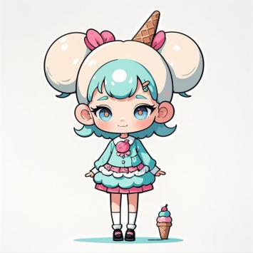 冰淇淋少女赛璐璐动漫插画