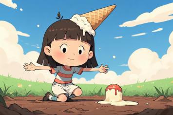 冰淇淋戴头上？萌娃搞笑插画