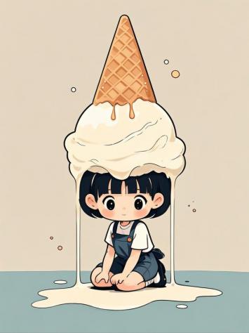 冰淇淋少女萌系插画