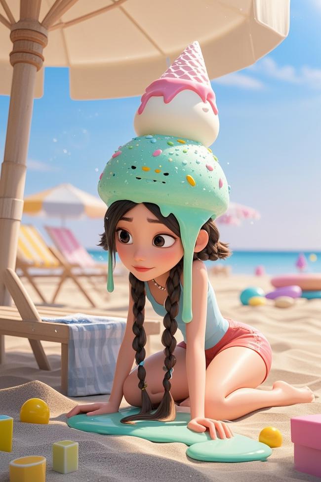 冰淇淋少女海滩奇遇记