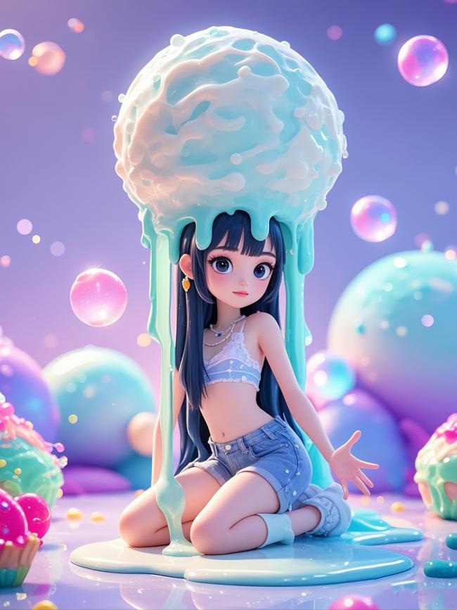 甜心冰淇淋少女插画