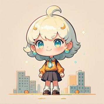 Q版动漫少女城市街景插画